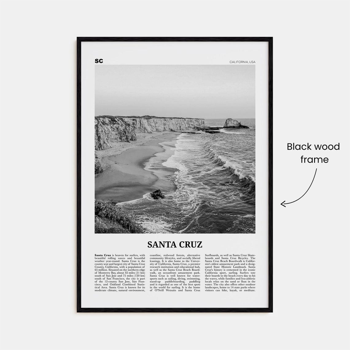 Santa Cruz California Black and White Art Print No. 1 - Image 3