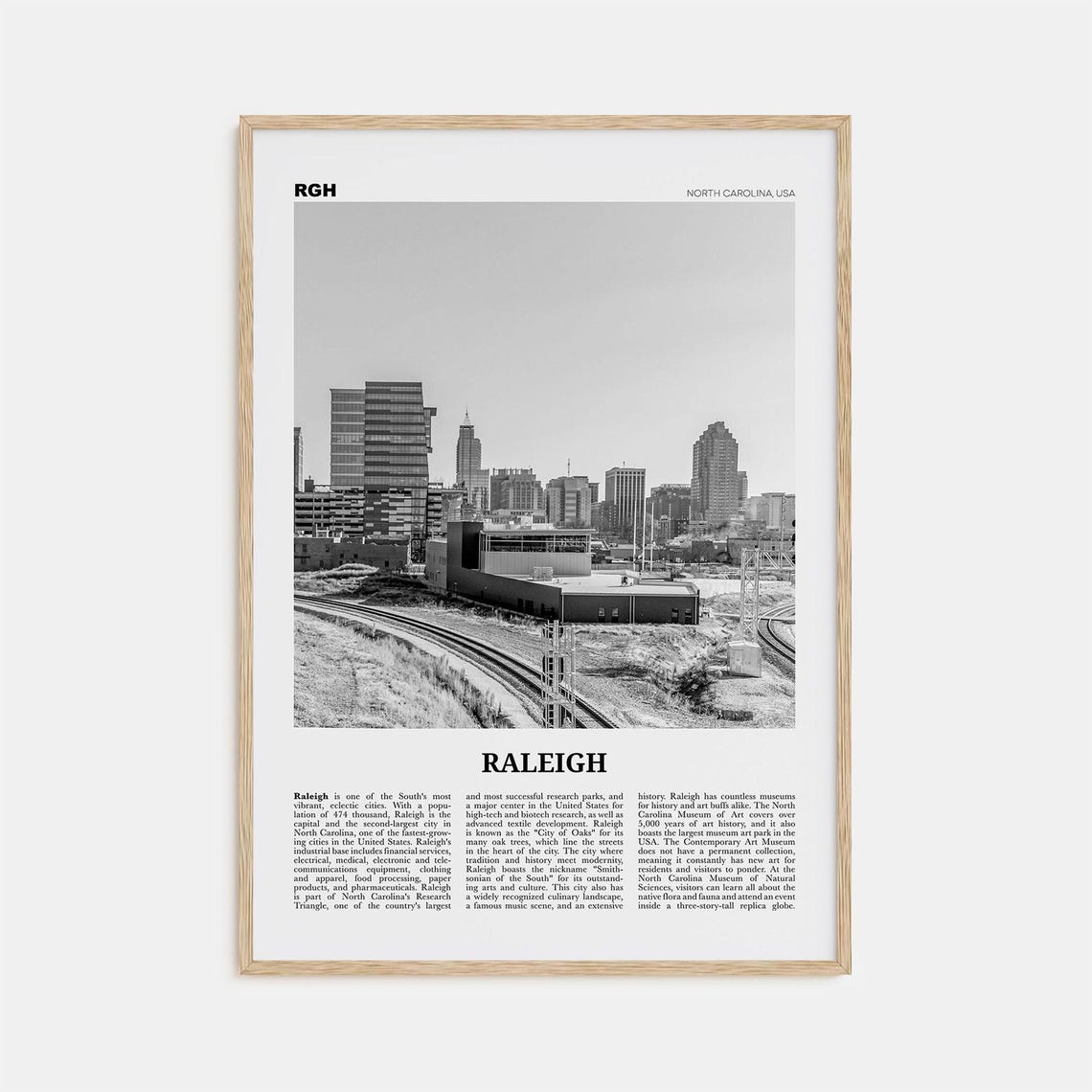 Raleigh Print Black And White No 2 Raleigh Wall Art Raleigh Poster Raleigh Photo North Carolina Usa United States North America