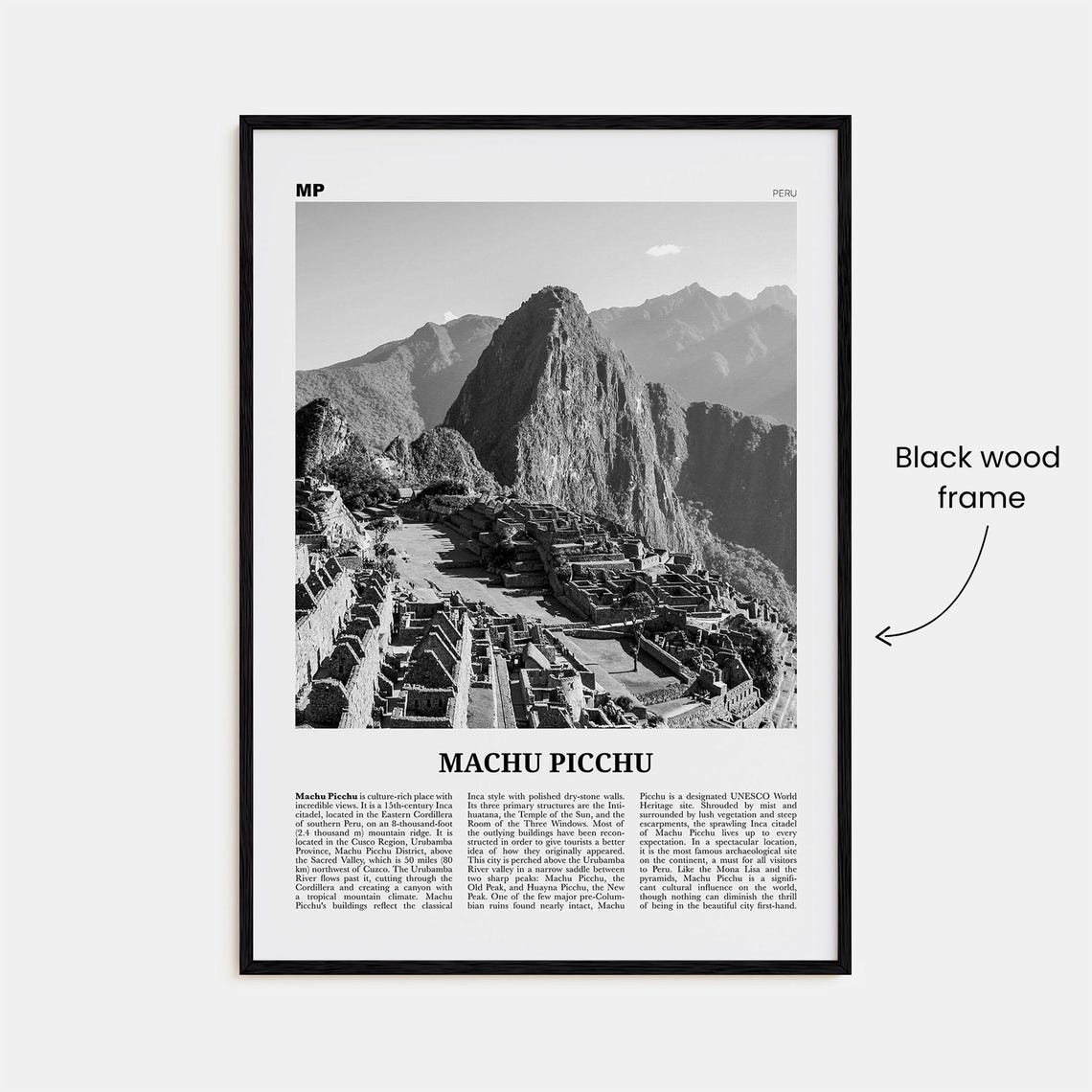 Machu Picchu Black and White Travel Poster - Image 3