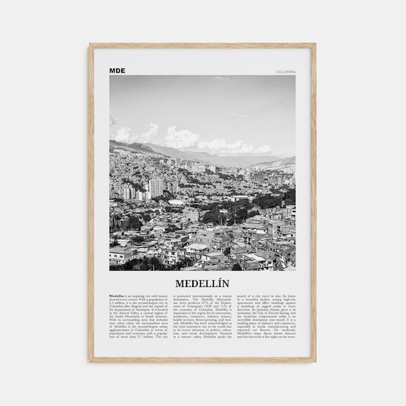 Medellin Black and White No. 1 Colombia Travel Poster