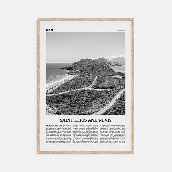 Saint Kitts And Nevis Black And White Travel Poster