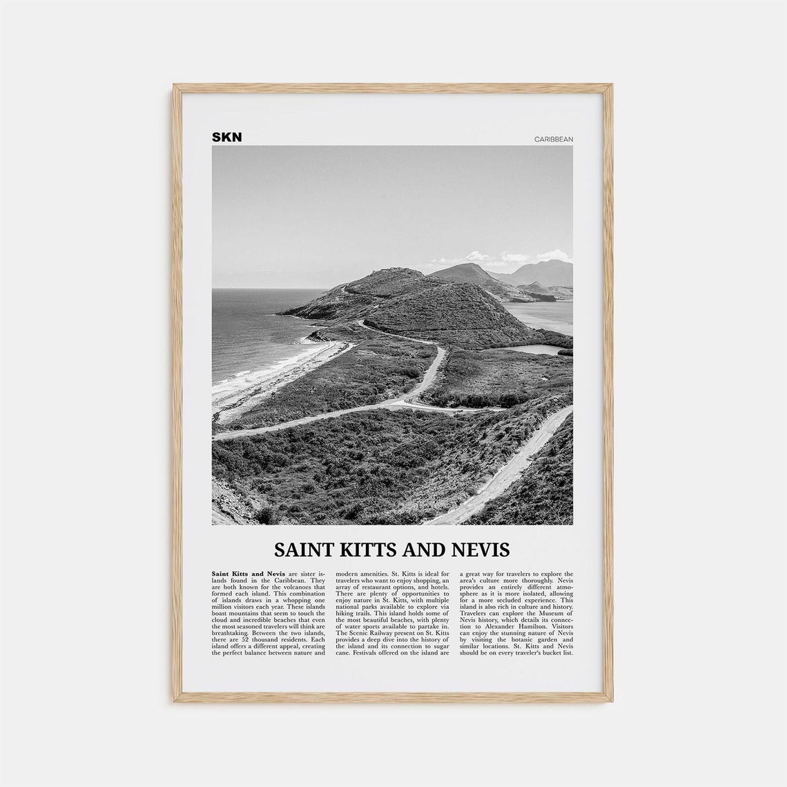 Saint Kitts And Nevis Black And White Travel Poster