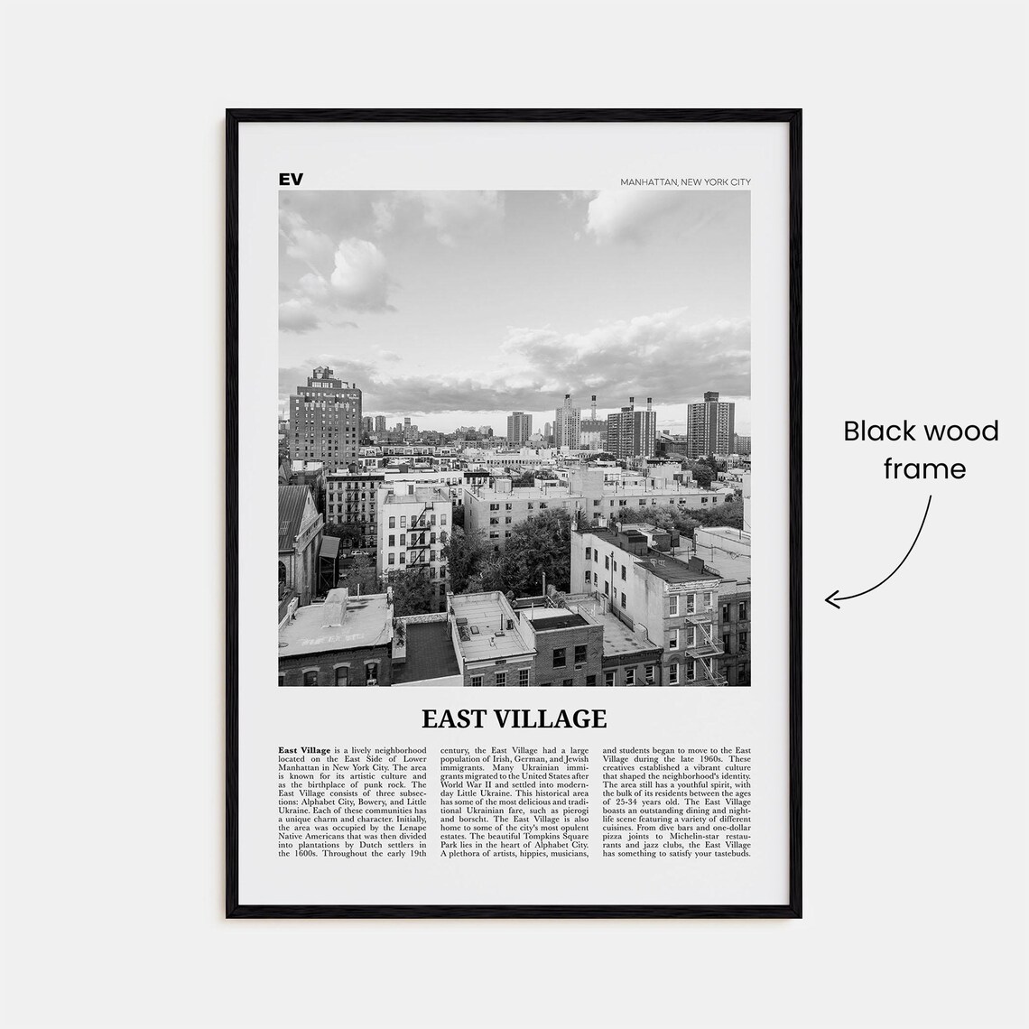 East Village Black and White New York Travel Poster - Image 3