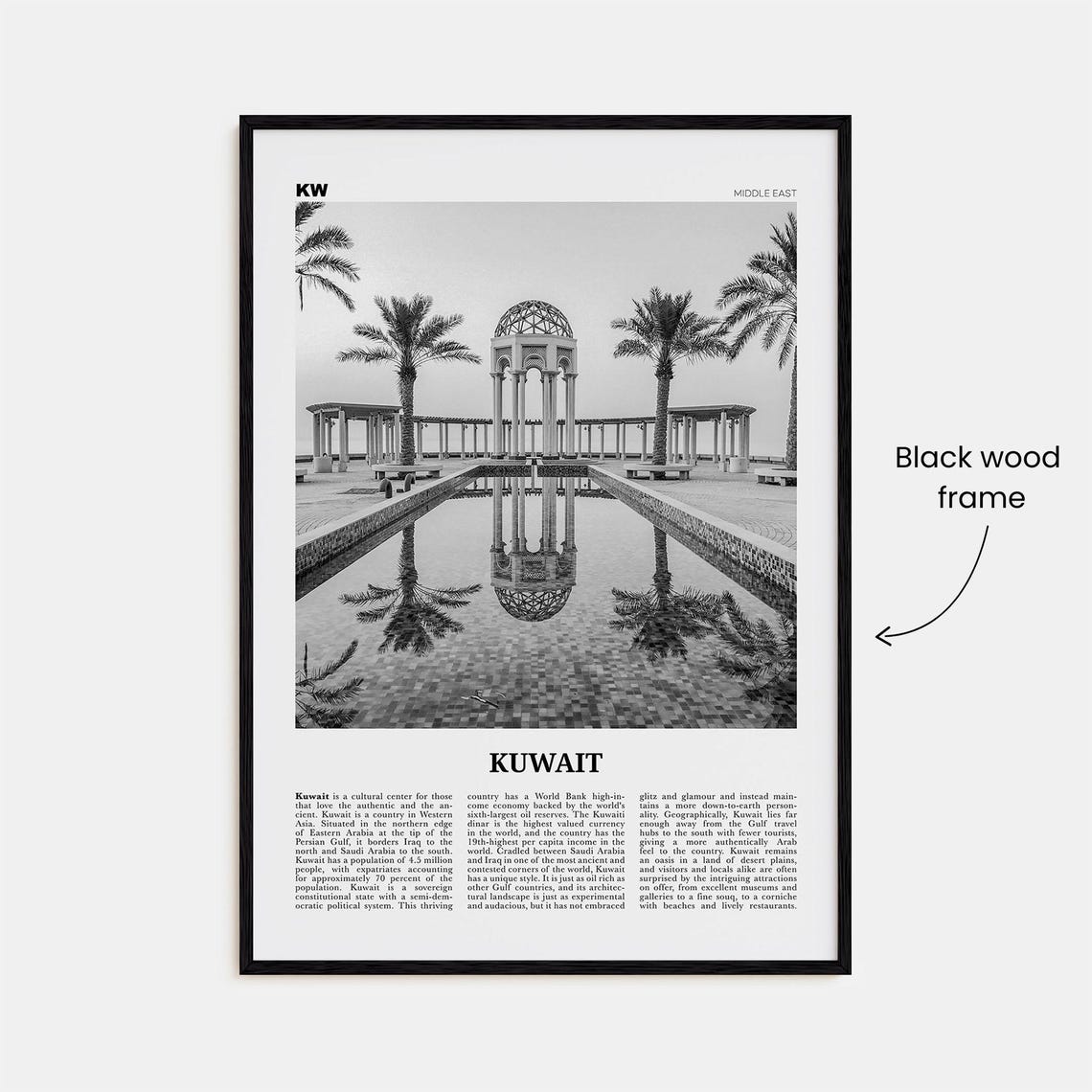 Kuwait Black And White Travel Poster, Middle East - Image 3