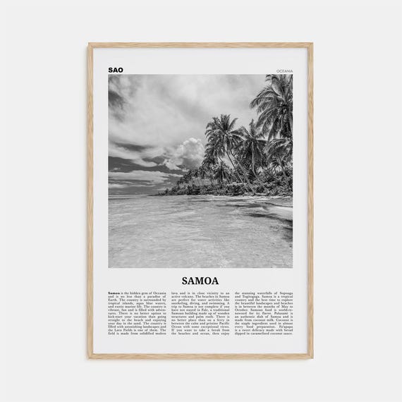 Samoa Black and White Travel Poster, Country Art Print