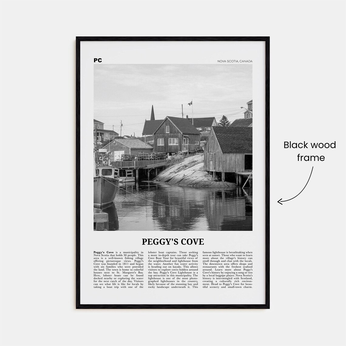 Peggys Cove Black And White Nova Scotia Travel Poster - Image 3