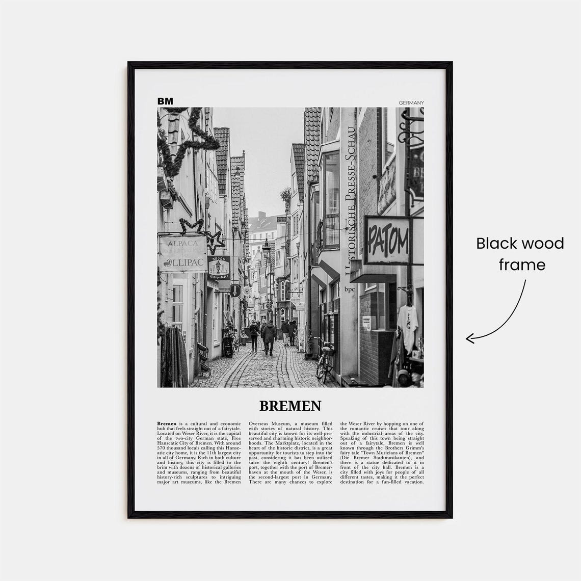 Bremen Black And White Travel Poster, Bremen Germany - Image 3