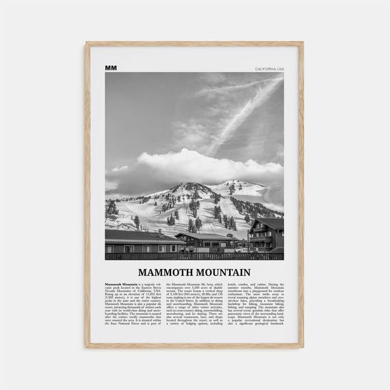 Mammoth Mountain Black and White Travel Poster