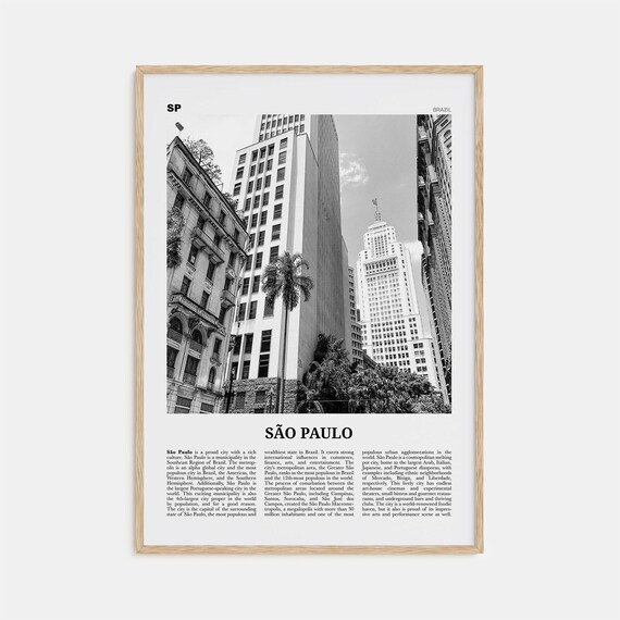 Sao Paulo Downtown Skyscrapers Black And White Brazil Travel Poster