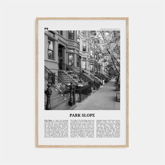 Park Slope Black and White Travel Poster