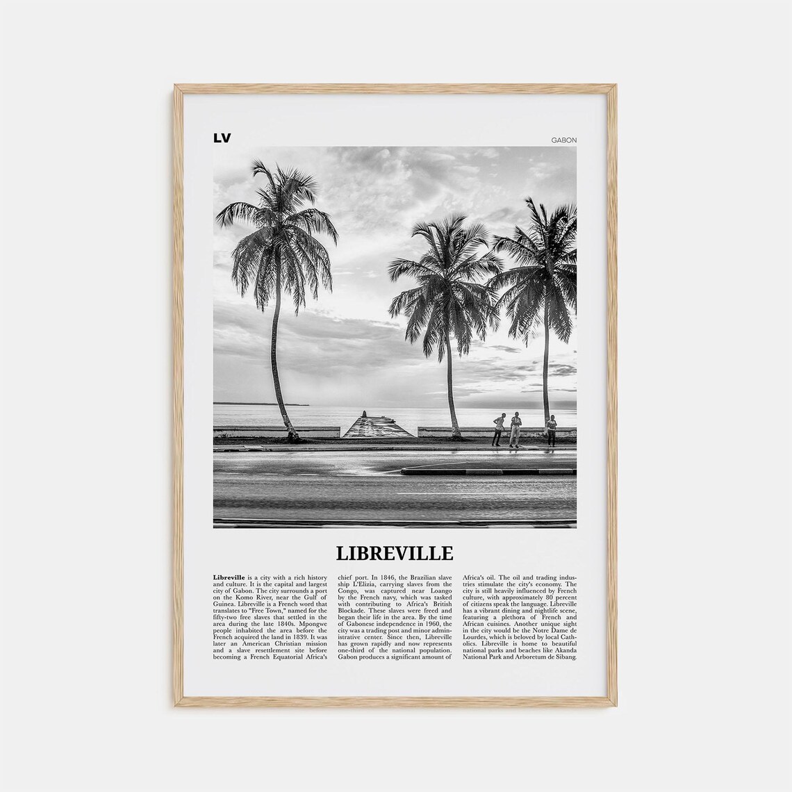 Libreville Black and White Travel Poster, Gabon