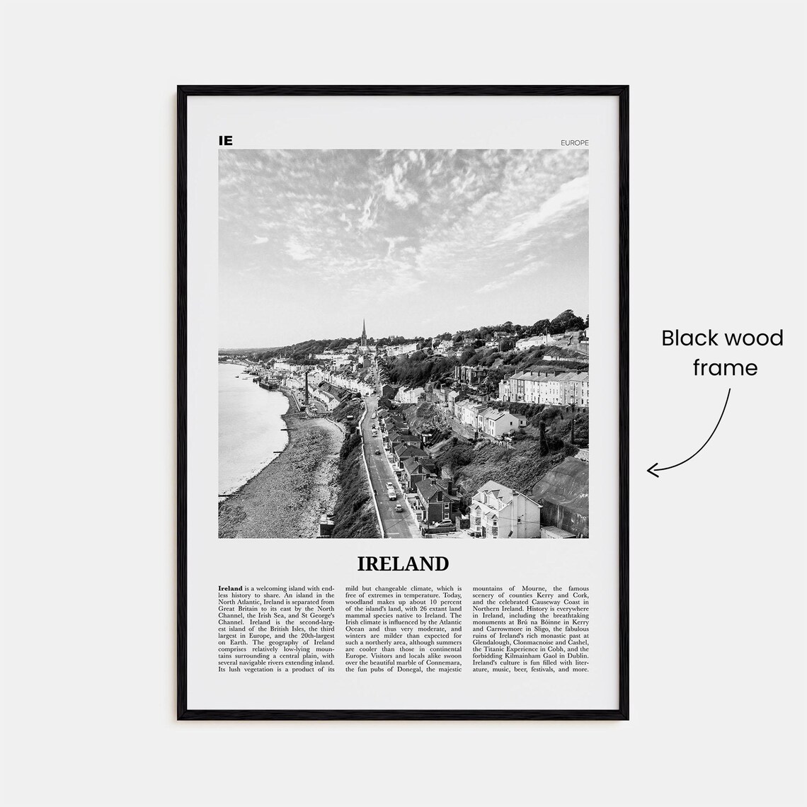 Ireland Black and White No. 2 Travel Poster, Dublin - Image 3