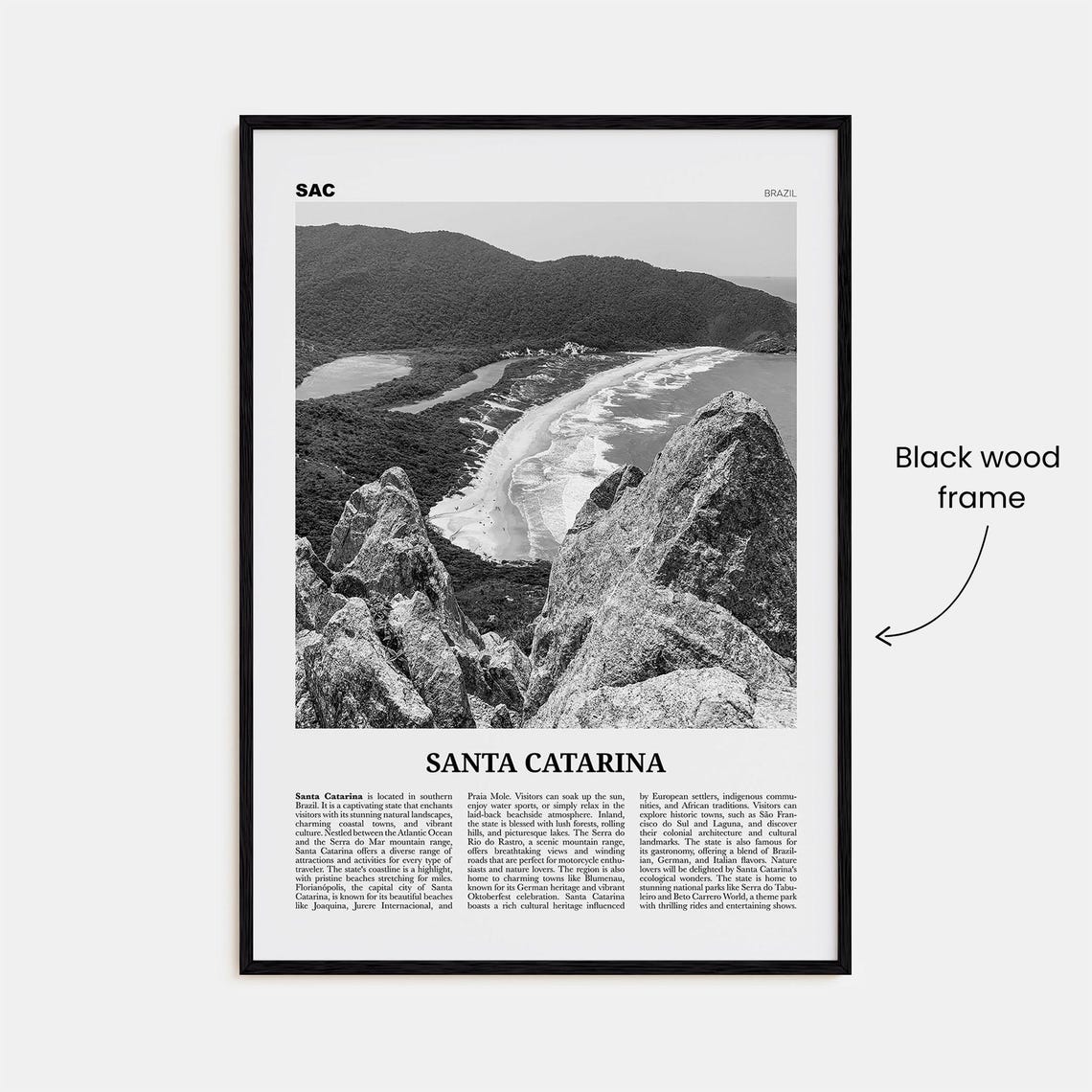 Santa Catarina Print Black And White Santa Catarina Wall Art Santa Catarina Poster Santa Catarina Photo Santa Catarina Dcor Brazil - Image 3