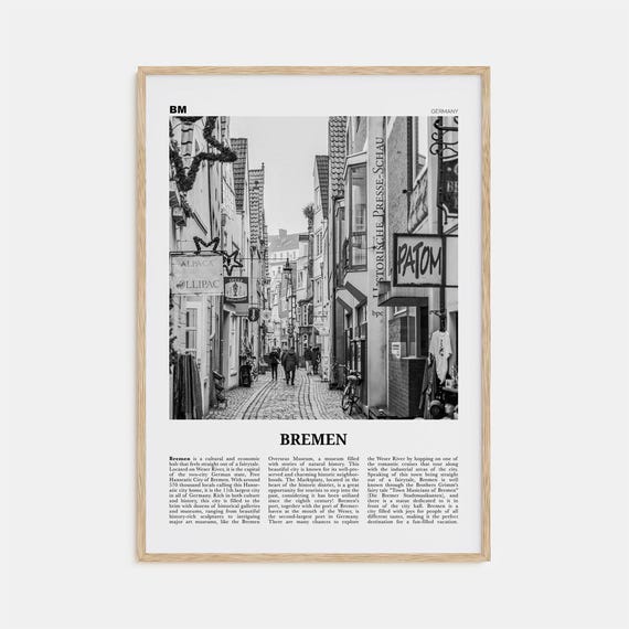 Bremen Black And White Travel Poster, Bremen Germany