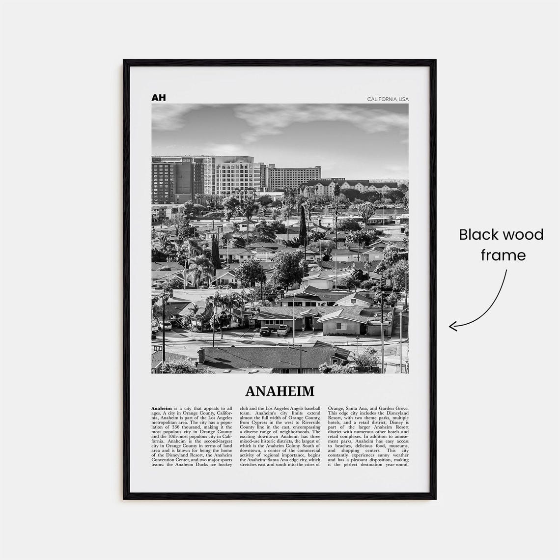Anaheim Print Black And White No 2 Anaheim Wall Art Anaheim Poster Anaheim Photo California Usa United States North America - Image 3