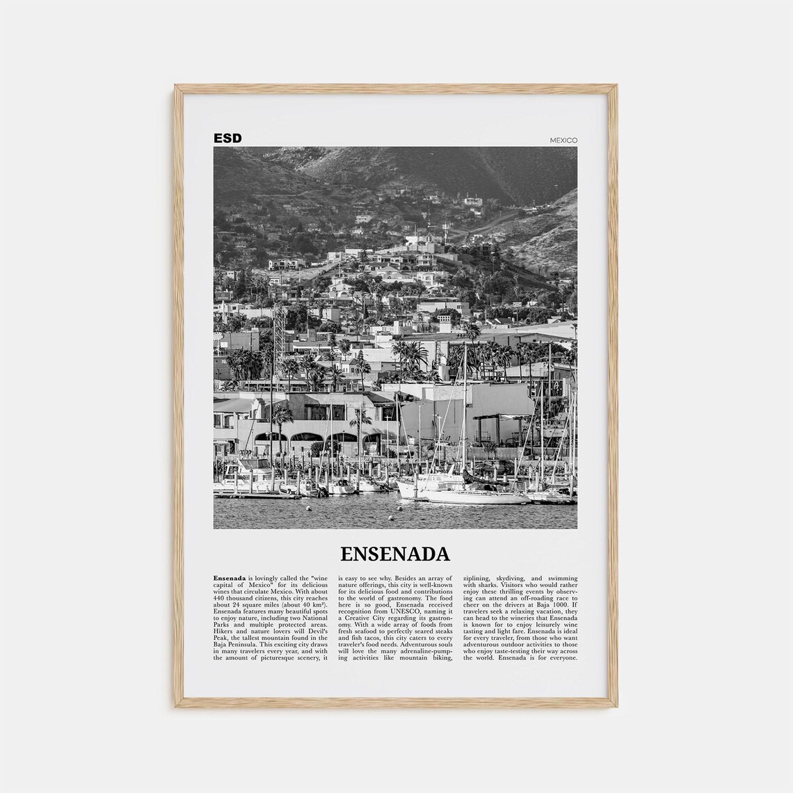 Ensenada Map, Travel Poster