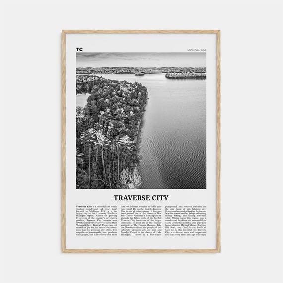 Traverse City Black And White Travel Poster, Michigan