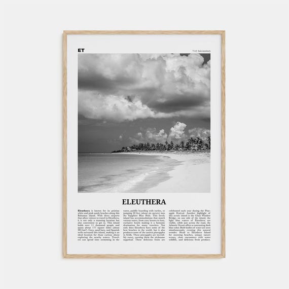 Eleuthera Black and White Travel Poster, Bahamas