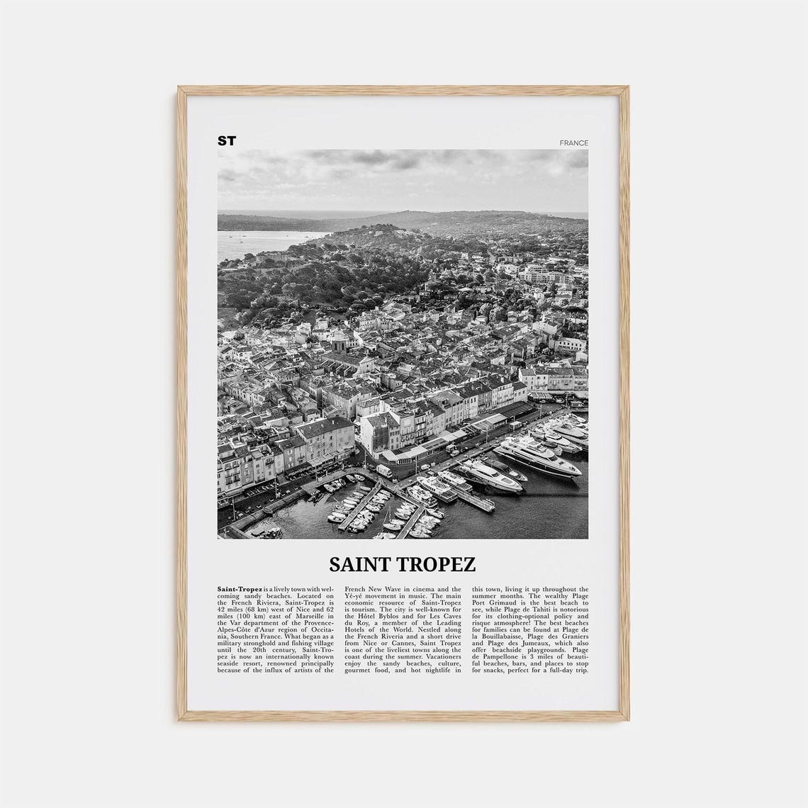 Saint Tropez Black and White Travel Poster, France