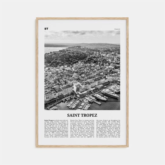 Saint Tropez Black and White Travel Poster, France