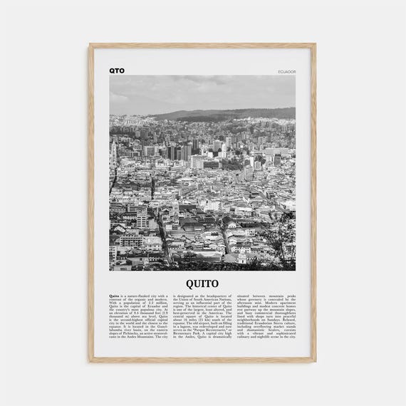 Quito Black and White Travel Photo Poster, Ecuador