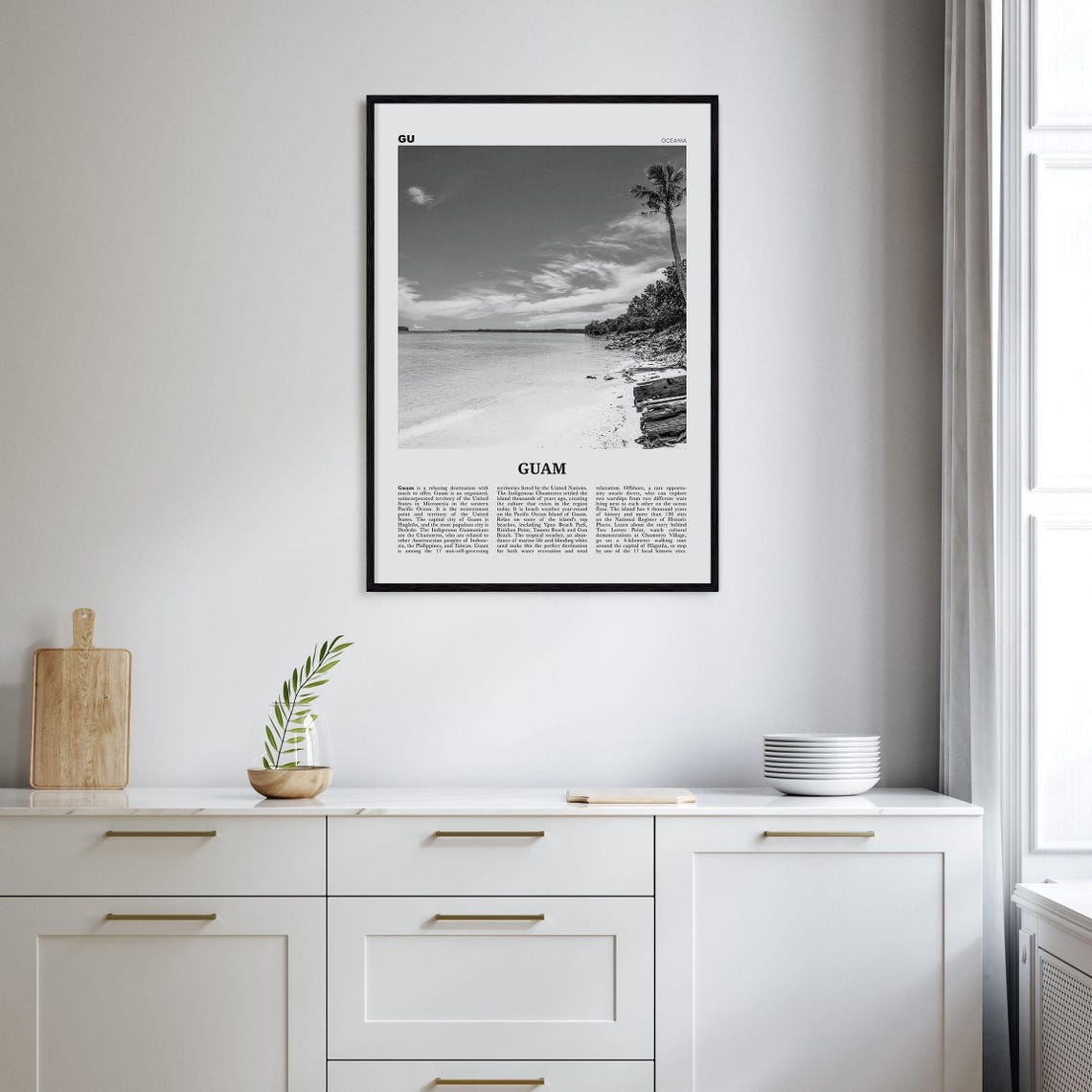 Guam Black and White Travel Poster, Dededo Oceania - Image 2