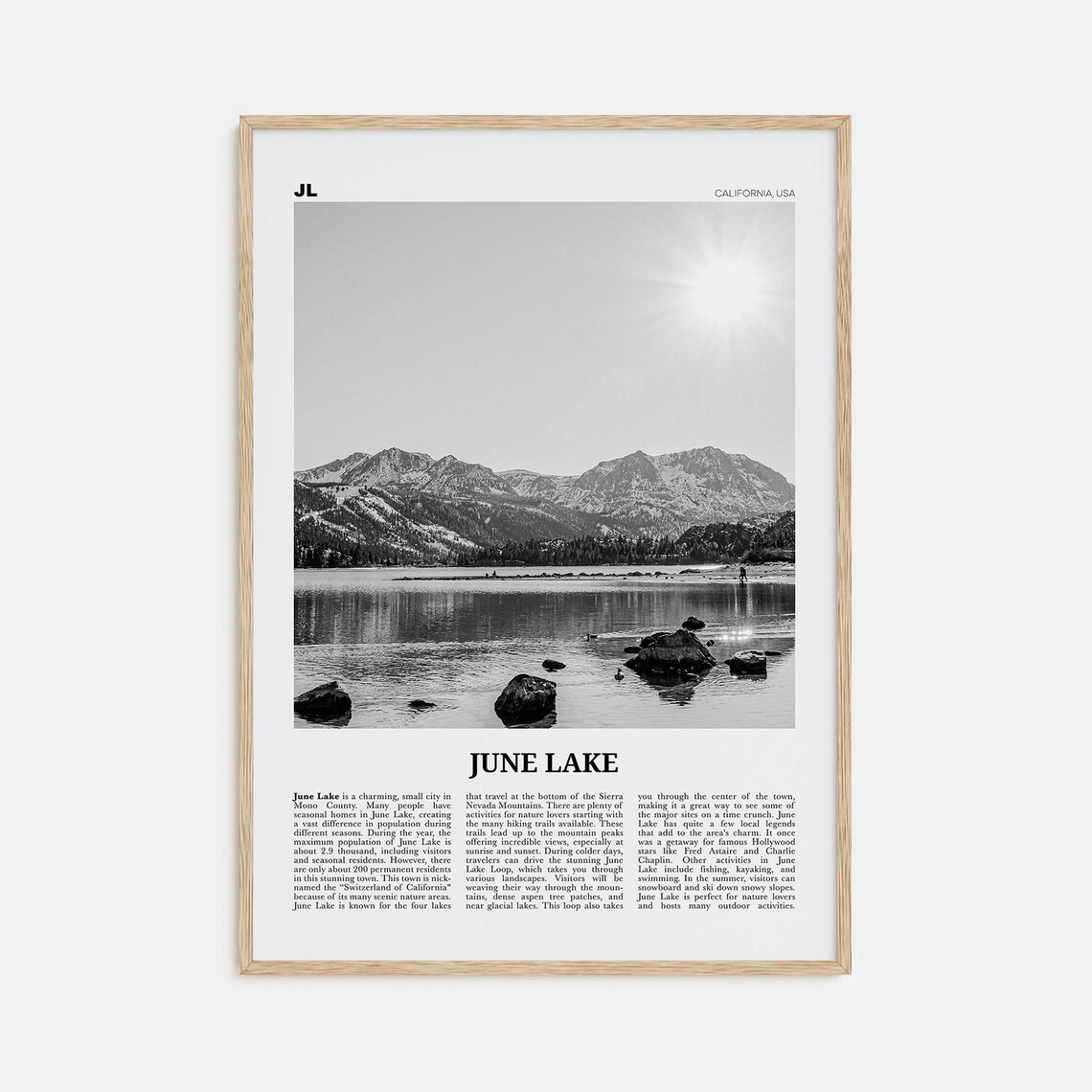 June Lake Black and White Travel Poster, California