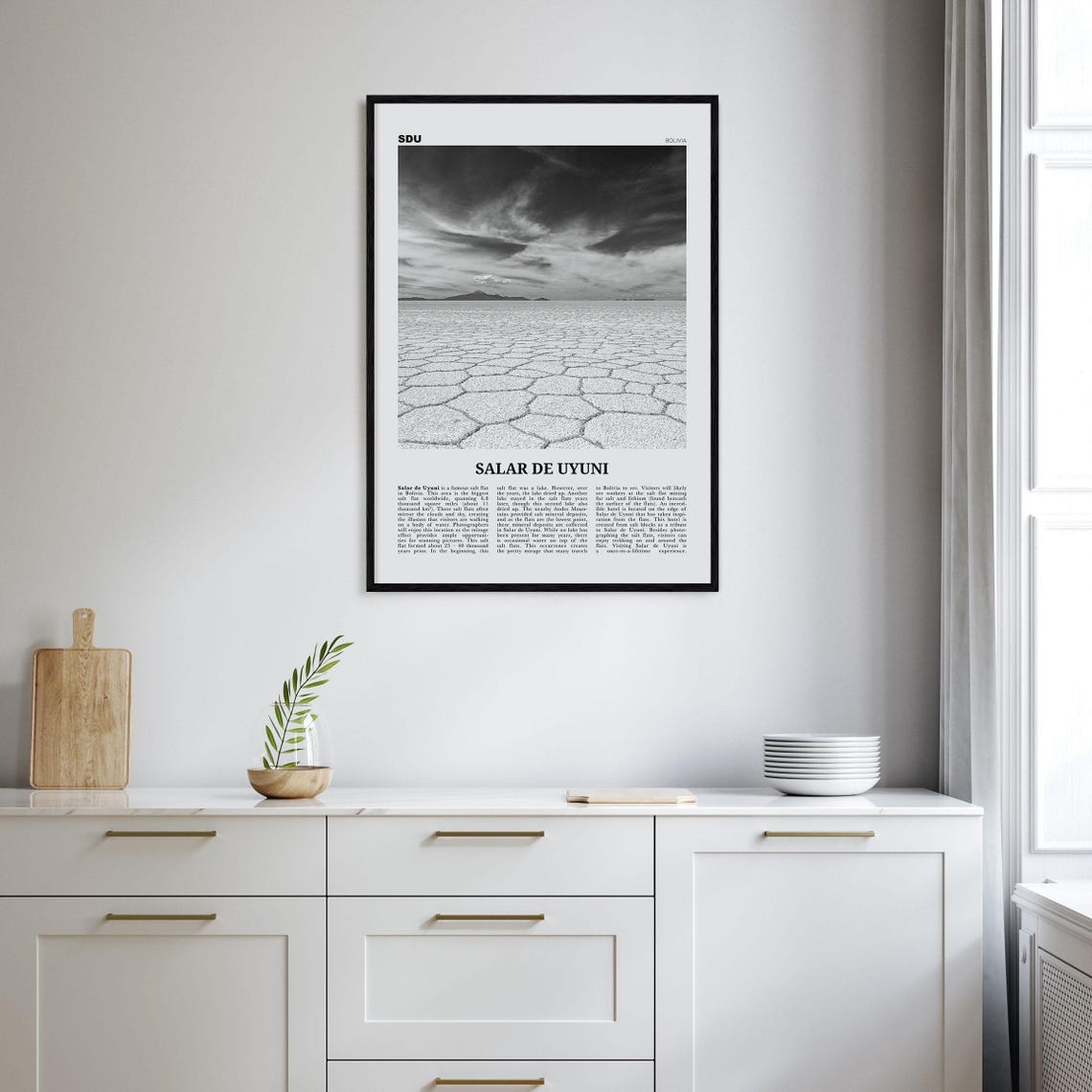 Salar De Uyuni Black And White Art Print, Bolivia - Image 2