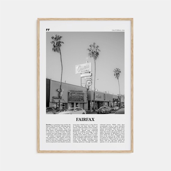 Fairfax, California Black and White Travel Poster