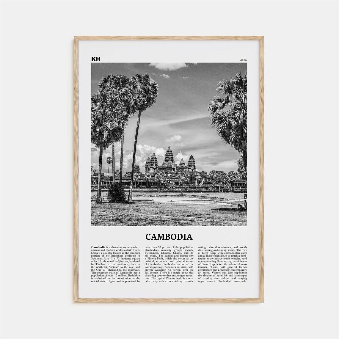 Cambodia Black-And-White Photo Print, Phnom Penh