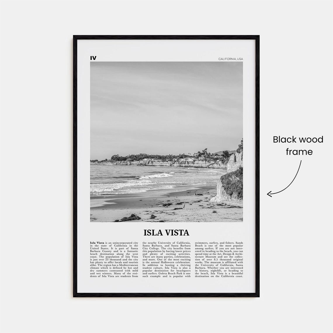 Isla Vista Black-and-White Travel Poster, California - Image 3
