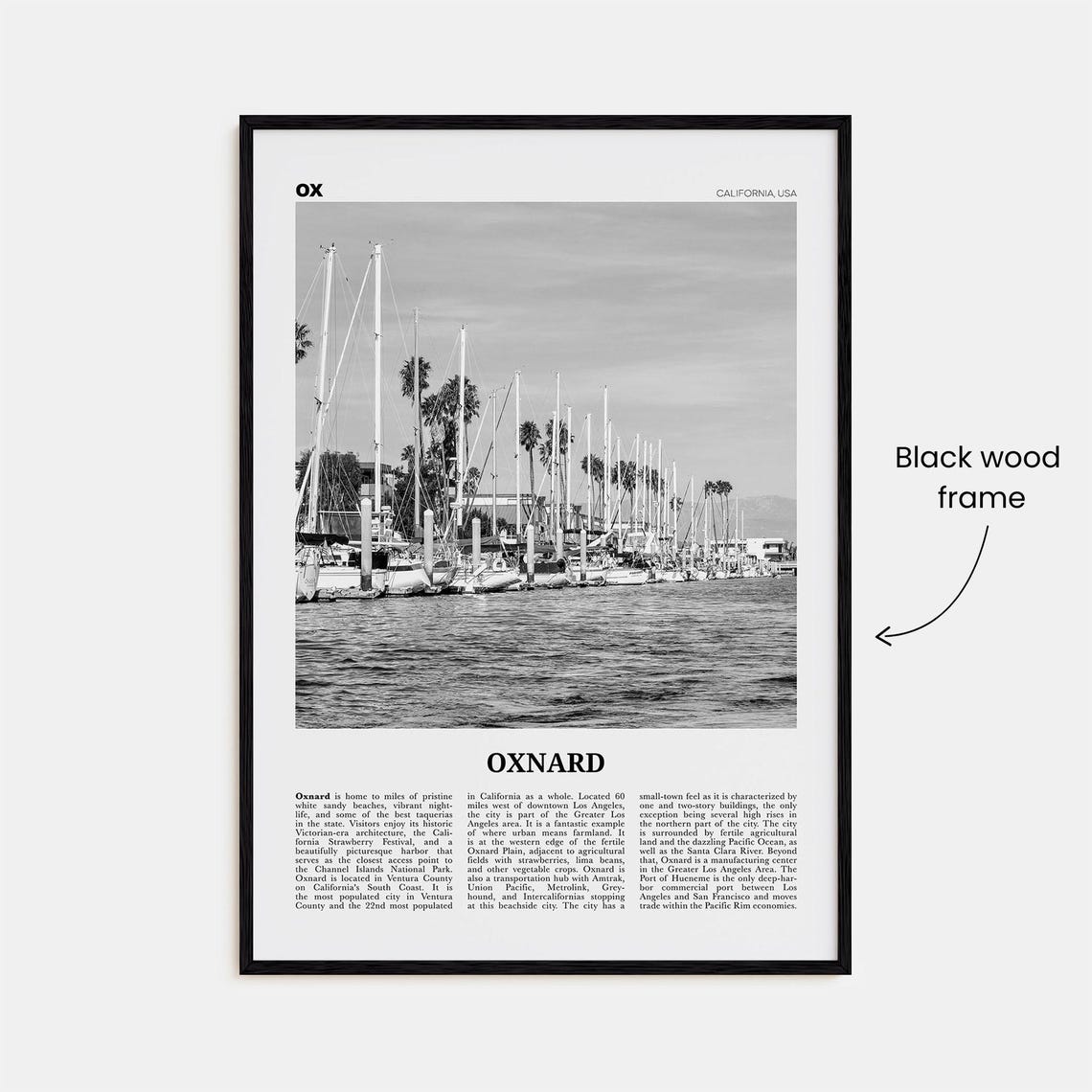 Oxnard Black And White Travel Poster - Image 3