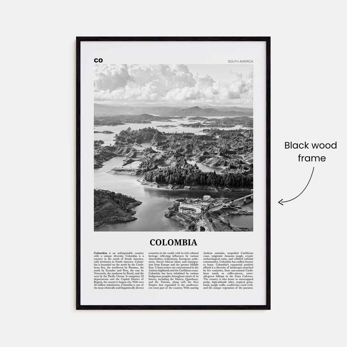 Colombia Black And White Travel Poster, Bogota - Image 3