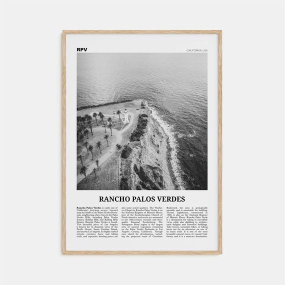Rancho Palos Verdes Black and White Travel Poster