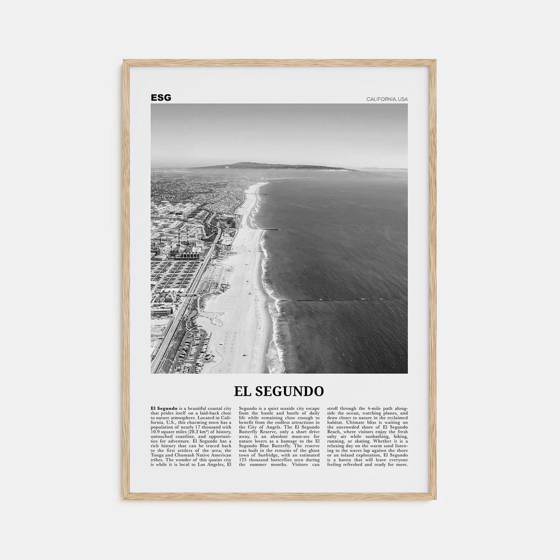 El Segundo Black And White Travel Poster