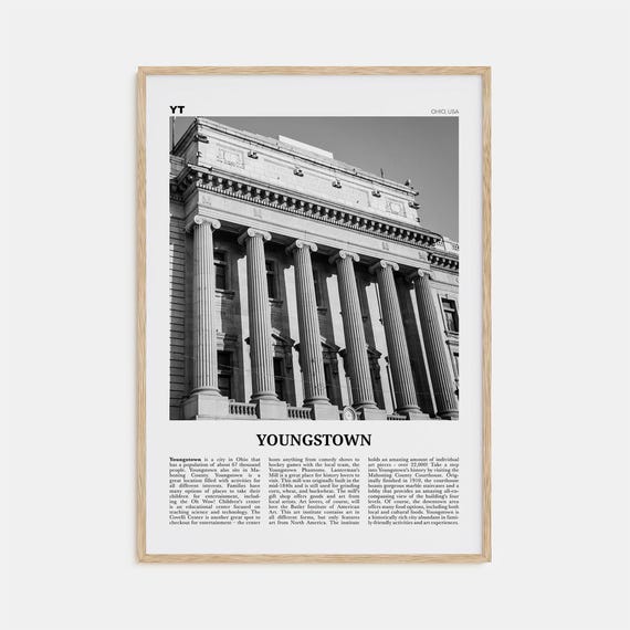 Youngstown Black and White Travel Poster