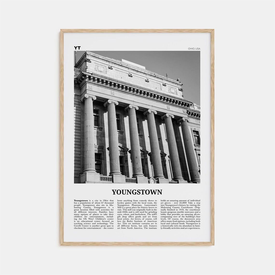 Youngstown Black and White Travel Poster