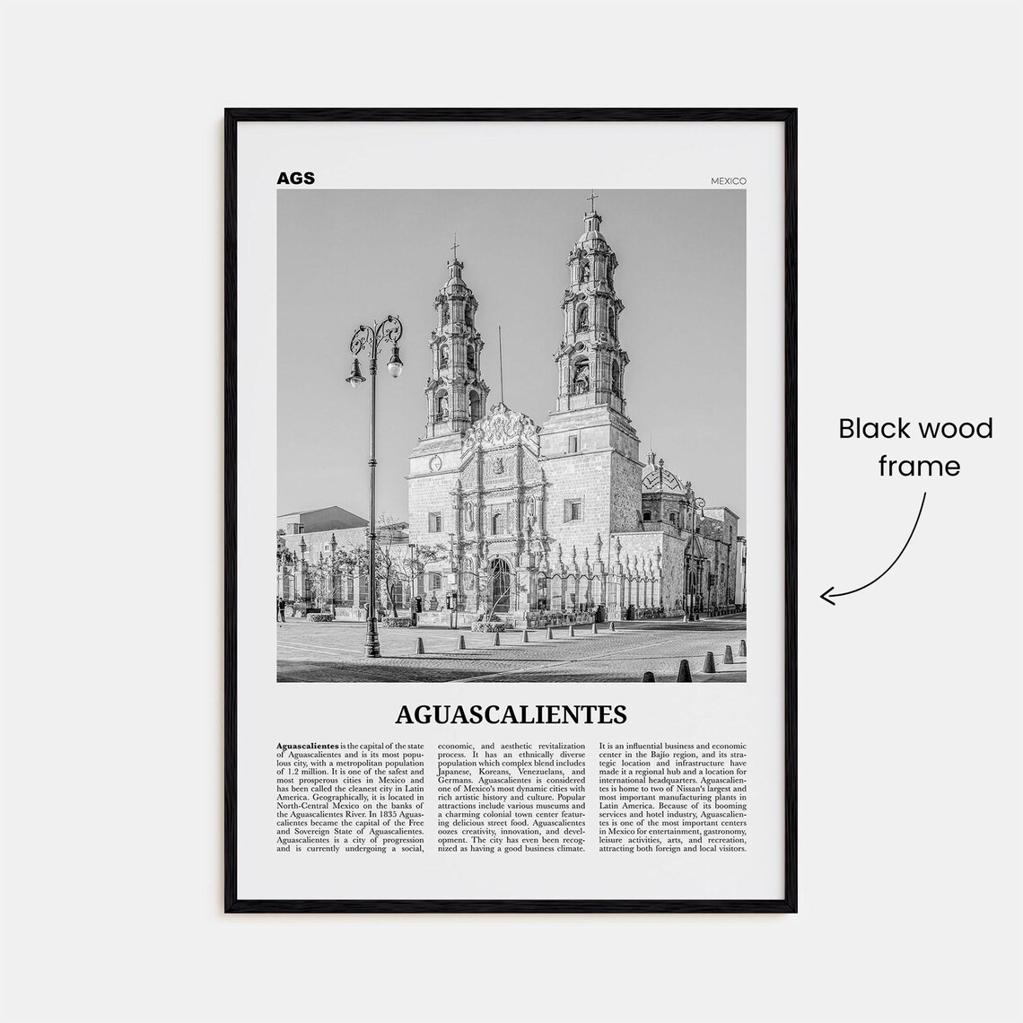 Aguascalientes Black And White Poster Print, Mexico - Image 3