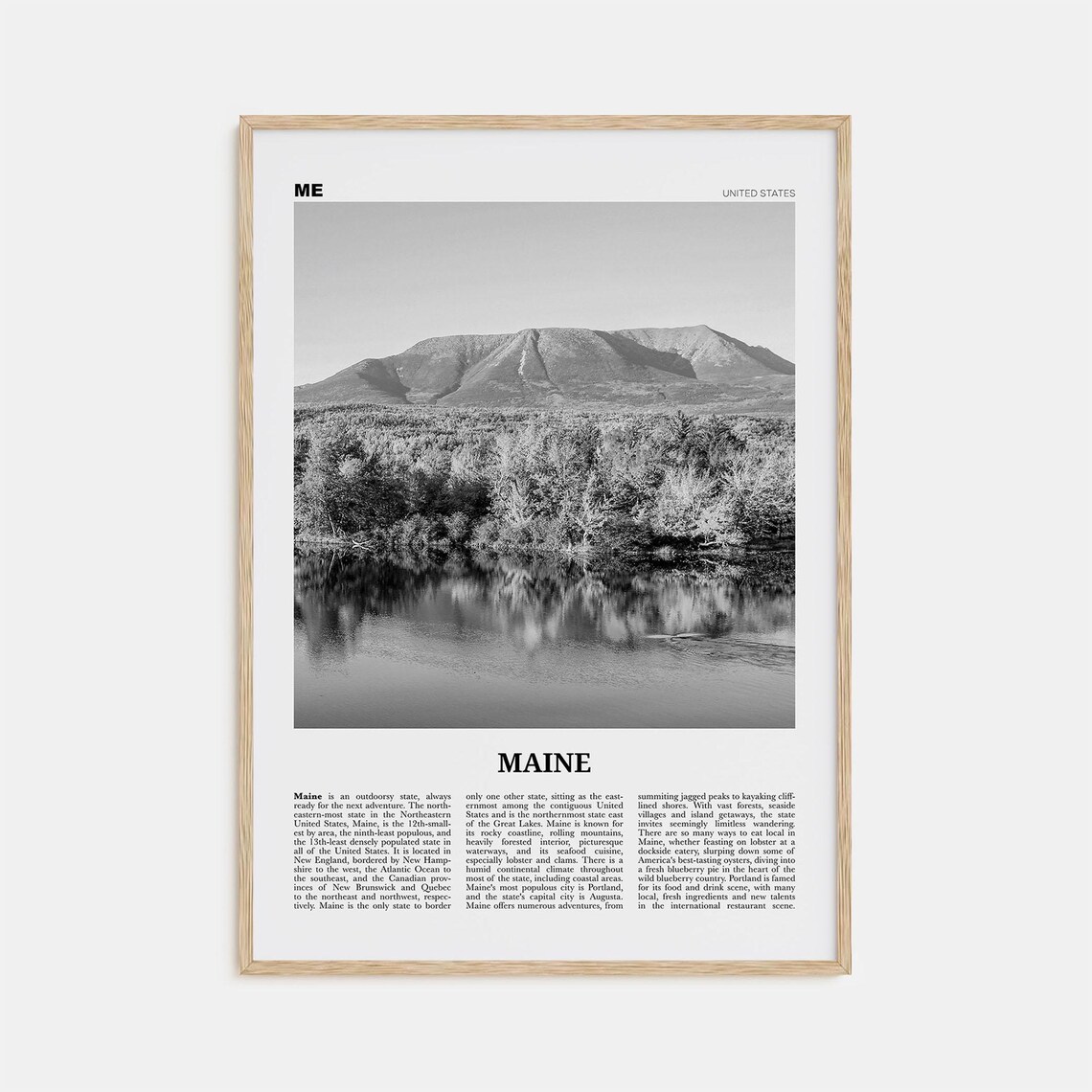 Maine Print Black And White No 2 Maine Wall Art Maine Poster Maine Photo Maine Wall Dcor Maine Map United States