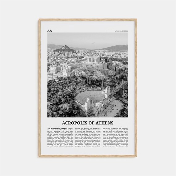 Acropolis Of Athens Black And White Travel Poster