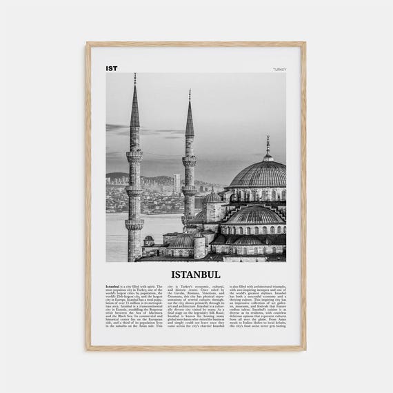 Istanbul Black and White Travel Poster, Turkey