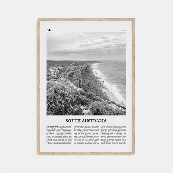 South Australia Black And White Travel Poster
