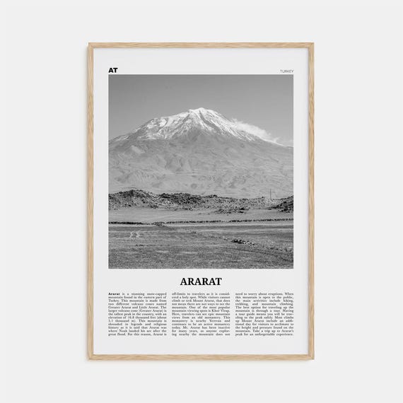 Ararat Black And White Travel Poster, Turkey Map