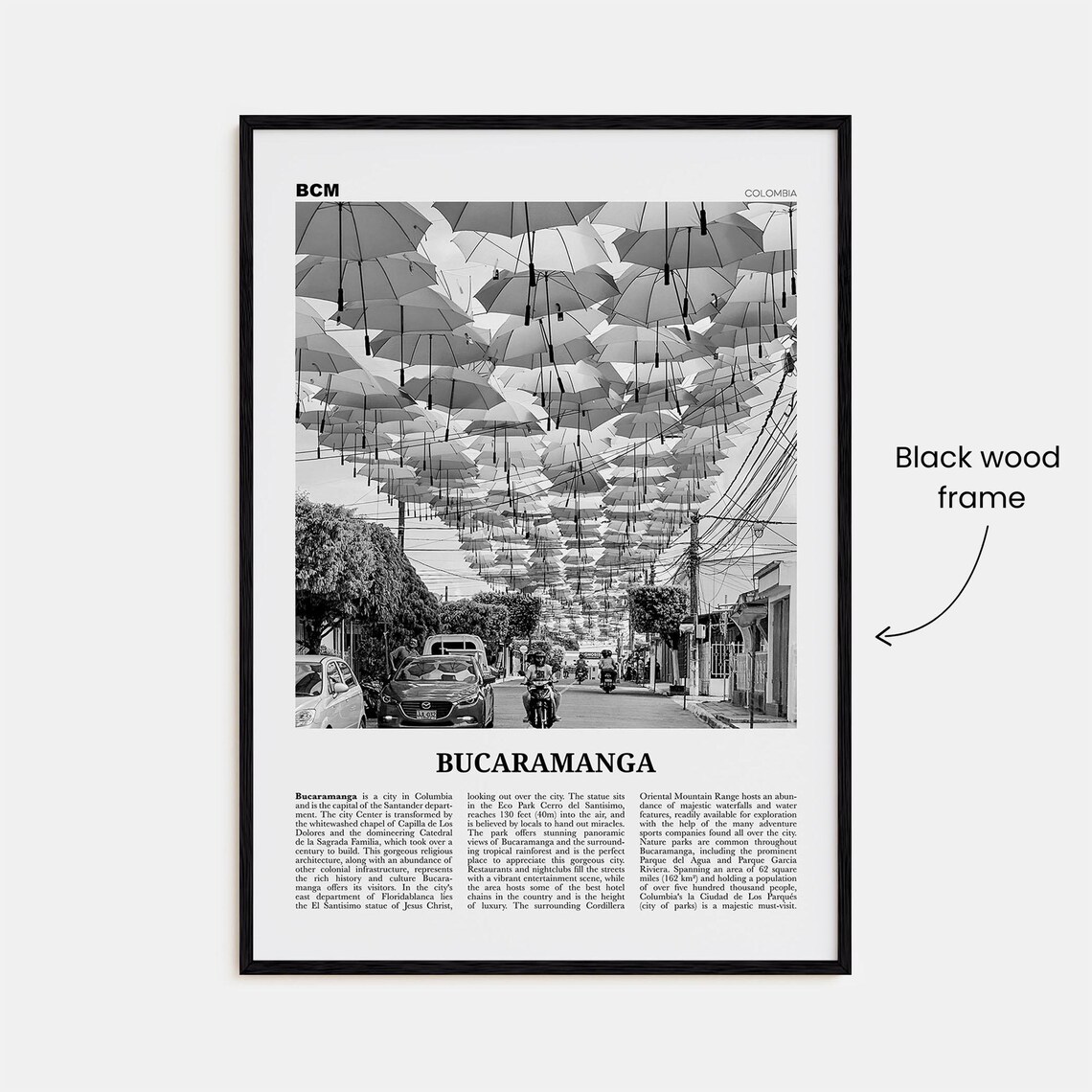 Bucaramanga Black And White Travel Poster, Colombia - Image 3