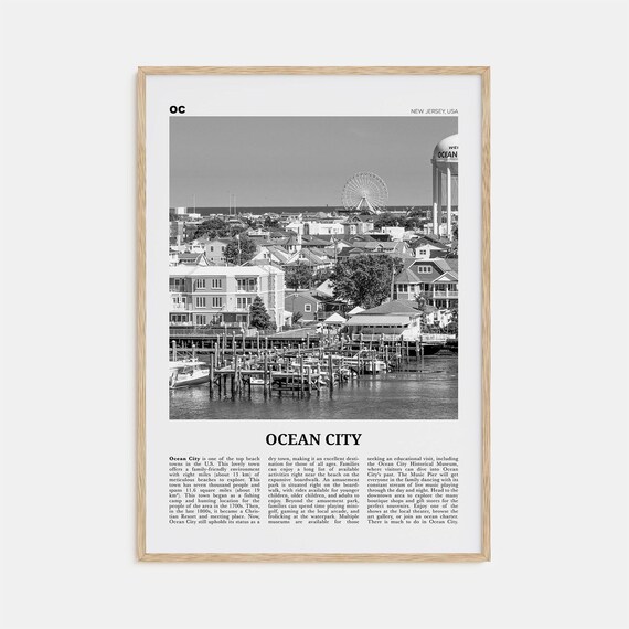 Ocean City, New Jersey Black and White Travel Poster