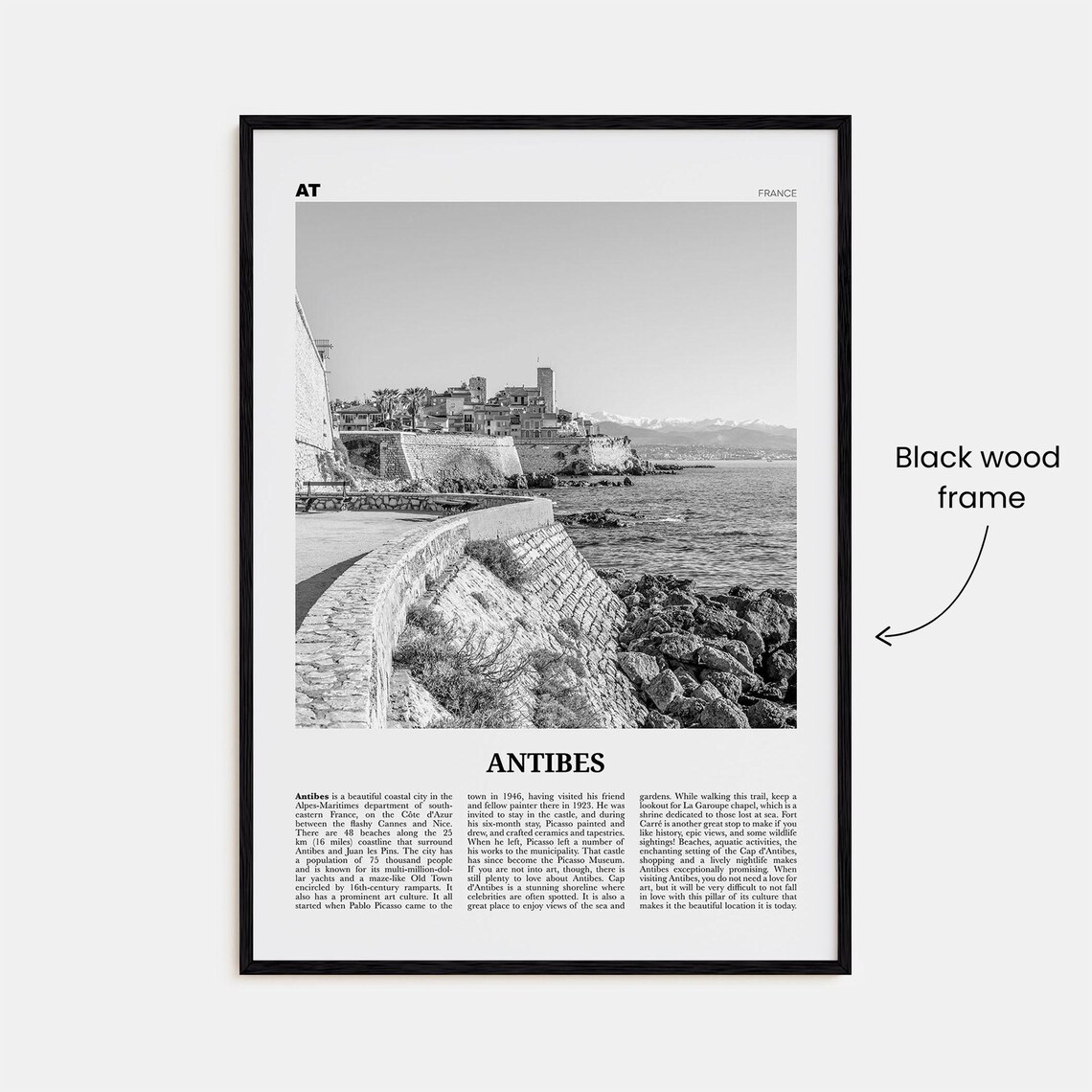 Antibes Black and White Travel Poster, Côte d'Azur - Image 3