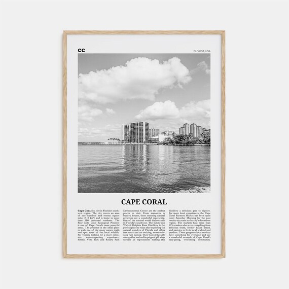 Cape Coral, Florida Black And White Travel Poster