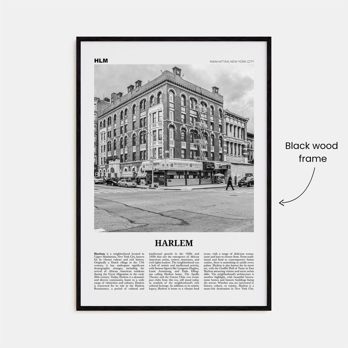 Harlem Black and White Travel Poster, New York City - Image 3