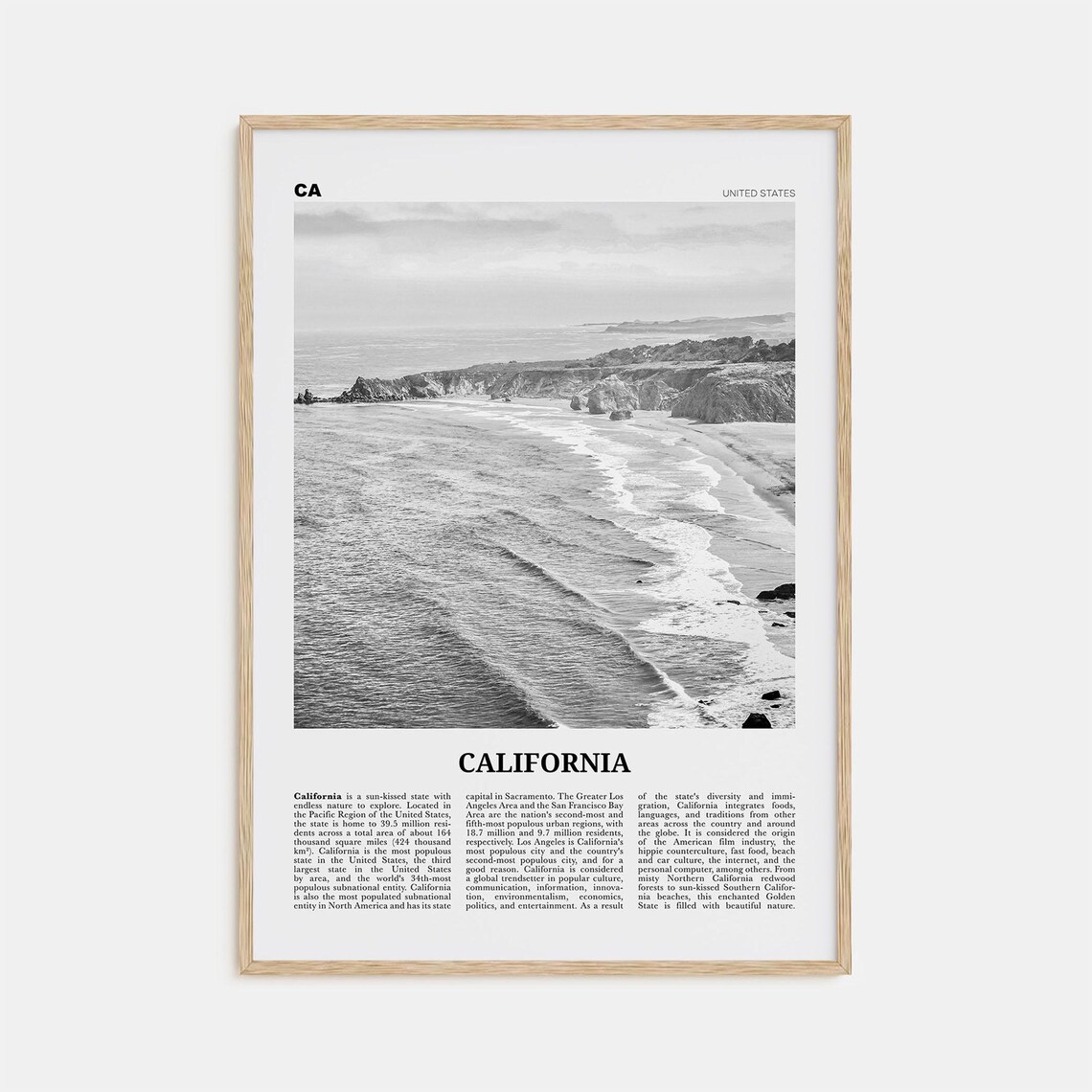 California Black and White Travel Poster, No. 1