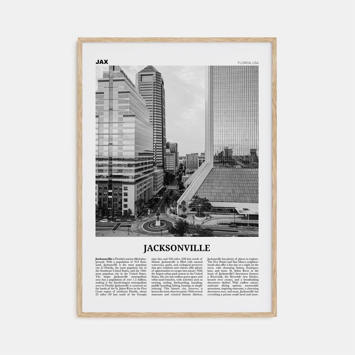 Jacksonville Print Black And White No 2 Jacksonville Wall Art Jacksonville Poster North Carolina Usa United States North America
